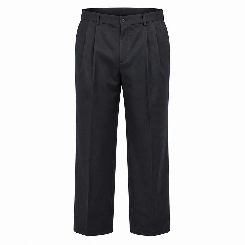 Roundtree & Yorke Pleated Chinos Mens 40x30 Black Cotton Relaxed Fit Trousers